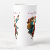 Vintage Santa Personalized Christmas Design カフェラテマグ (正面)