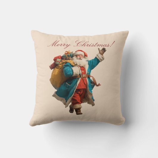Vintage Santa Personalized Christmas Design クッション (裏面)