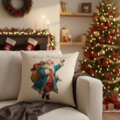 Vintage Santa Personalized Christmas Design クッション