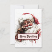 Vintage Santa Photo & Merry Christmas Text Card サンキューカード (正面)