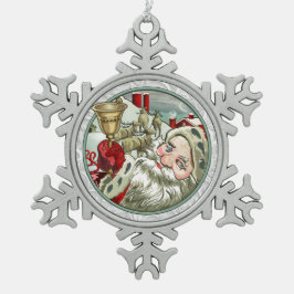 Vintage Santa Snowflake Framed Ornament スノーフレークピューターオーナメント