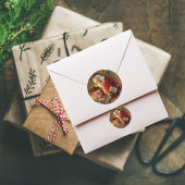 Vintage Santa Under Gold Lights Fireplace ラウンドシール