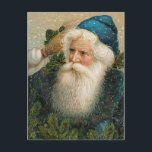Vintage Santa with Blue Cap シーズンポストカード<br><div class="desc">青い帽子とサンタクロースを特徴とする美しいヴィンテージはがき。</div>