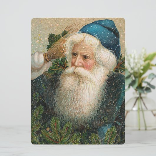 Vintage Santa with Blue Cap 招待状 (スタンド正面)