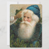 Vintage Santa with Blue Cap 招待状 (正面)