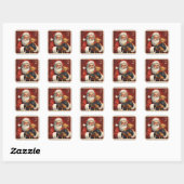 Vintage Santa with Teddy Bear Christmas Postage  スクエアシール (シート)