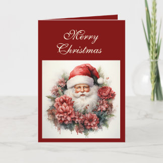 Vintage Santa & Wreath Christmas Card シーズンカード