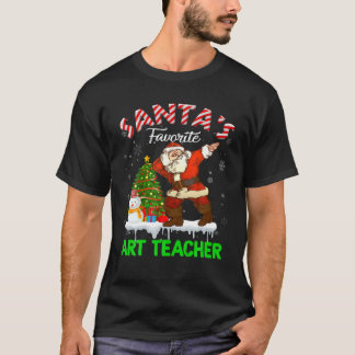 Vintage Santa's Favorite Art Teacher Xmas Tree Sno Tシャツ