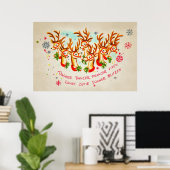 Vintage Santa's Reindeer Poster ポスター (ホームオフィス)