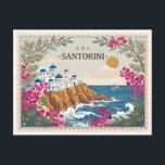 Vintage Santorini Greece Travel Postcard ポストカード<br><div class="desc">Capturing the breathtaking vertical beauty of Santorini often results in standard, high-contrast photography that misses the soft, romantic allure of the Greek Isles. For many travelers, finding stationery that portrays the iconic blue-domed churches and sun-bleached cliffs of Oia with an artistic, nostalgic touch is a common challenge. This vintage-inspired postage...</div>