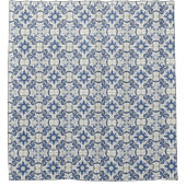 Vintage Sapphire Elegant Blue Ornamental Mosaic シャワーカーテン (正面)