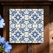 Vintage Sapphire Elegant Blue Ornamental Mosaic タイル