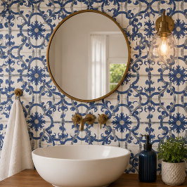 Vintage Sapphire Elegant Blue Ornamental Mosaic タイル