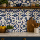 Vintage Sapphire Elegant Blue Ornamental Mosaic タイル