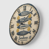 Vintage Sardines ラージ壁時計 (傾斜)