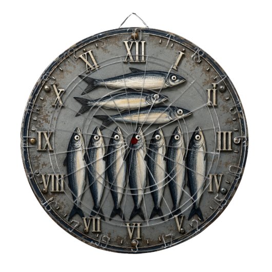 Vintage Sardines Coastal Fishing Kitchen ダーツボード (正面)