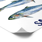 Vintage Sardines oastal Fish Illustration Wall Art ポスター (角)