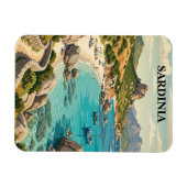 Vintage Sardinia Italy Mediterranean Scenery マグネット (横)