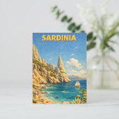 Vintage Sardinia Travel Cala Goloritzé ポストカード (スタンド正面)