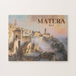 Vintage Sassi di Matera Italy Travel Watercolor ジグソーパズル