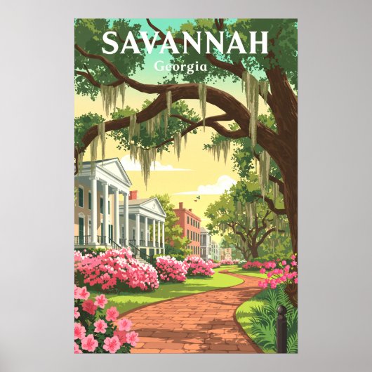 Vintage Savannah Georgia ポスター (正面)