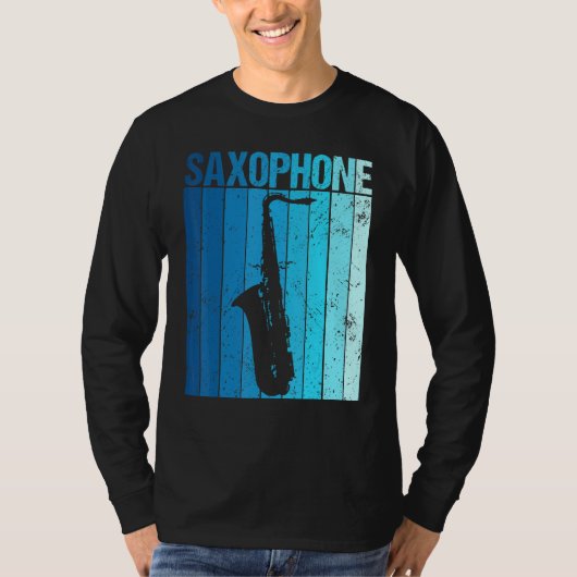 Vintage Saxophone Jazz Music Saxophonist Tシャツ (正面)