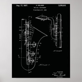 Vintage Saxophone Patent Art Print ポスター