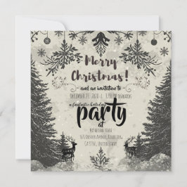 Vintage Scandinavian Christmas Party Invitation 招待状