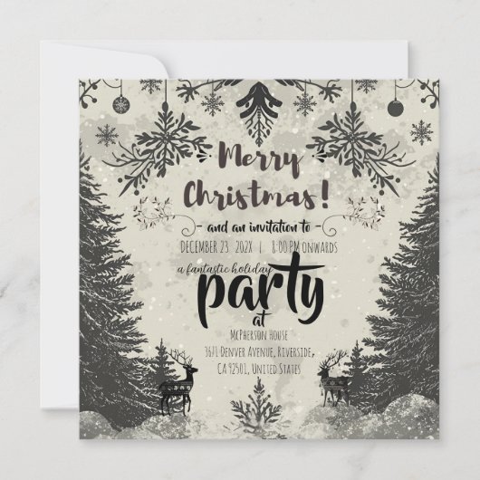 Vintage Scandinavian Christmas Party Invitation 招待状 (正面)