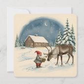 Vintage Scandinavian Christmas Tomte & Reindeer カード (正面)