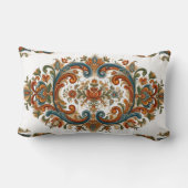 Vintage Scandinavian Rosemaling Floral Pattern ランバークッション (裏面)