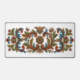 Vintage Scandinavian Rosemaling Pattern Large Desk デスクマット