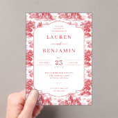 Vintage Scarlet Château Wedding アクリル招待状 (インサイチュ (ポータブル))