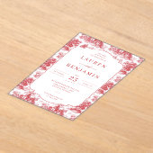 Vintage Scarlet Château Wedding アクリル招待状 (レイダウン)