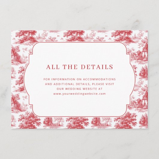 Vintage Scarlet Château Wedding エンクロージャーカード (正面)