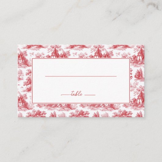 Vintage Scarlet Château Wedding プレイスカード (正面)
