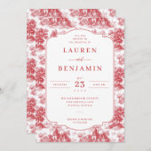 Vintage Scarlet Château Wedding 招待状 (正面/裏面)