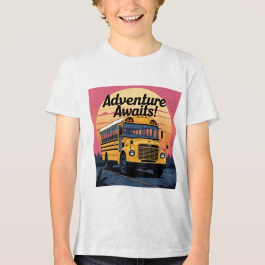 Vintage School Bus Design トライブレンドTシャツ (正面)
