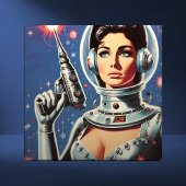 Vintage Sci-fi Astronaut Girl タイル
