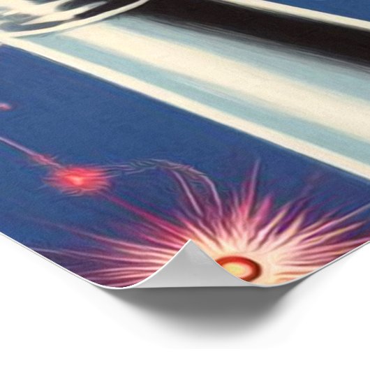 Vintage Sci-fi Astronaut Girl ポスター (角)