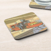 Vintage Science Fiction Airplane Helicopter Limo コースター (左側)