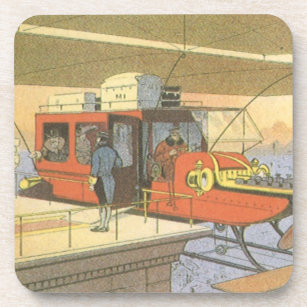 Vintage Science Fiction Airplane Helicopter Limo コースター