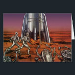 Vintage Science Fiction, Astronauts Beetle Aliens<br><div class="desc">Vintage illustration futuristic Science Fiction travel and transportation rocketship image. Astronauts running to their rocket ship escaping from beetle shaped aliens on a foreign planet trying to get back earth. A classic 50s retro comic book sci fi design of the future.</div>