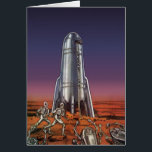 Vintage Science Fiction, Astronauts Beetle Aliens<br><div class="desc">Vintage illustration futuristic Science Fiction travel and transportation rocketship image. Astronauts running to their rocket ship escaping from beetle shaped aliens on a foreign planet trying to get back earth. A classic 50s retro comic book sci fi design of the future.</div>
