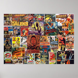 Vintage Science Fiction Movies Collage ポスター