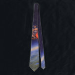 Vintage Science Fiction Rocket in Space over Earth ネクタイ<br><div class="desc">Now available! Double sided printed ties! Twice as nice! 
Vintage illustration futuristic outer space and planets science fiction image. A travel and transportation rocket ship blasting through space flying over the earth with the moon in the distance. A classic 50s retro comic book sci fi design of the future.</div>