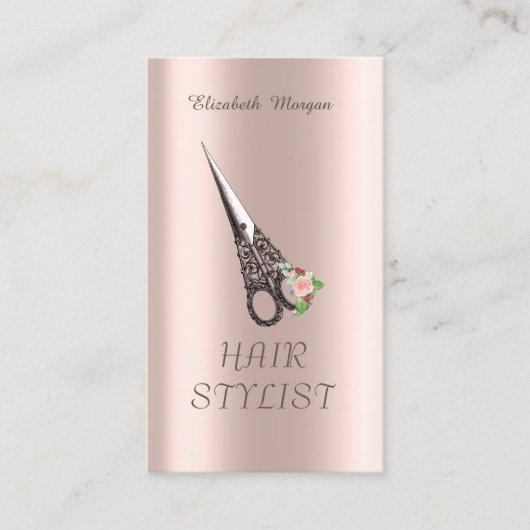 Vintage Scissors Hair Rose Gold 名刺 (正面)