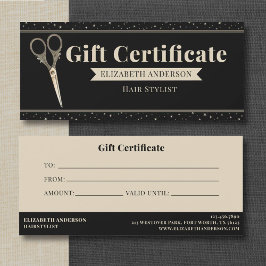 Vintage Scissors Hair Stylist Gift Certificate