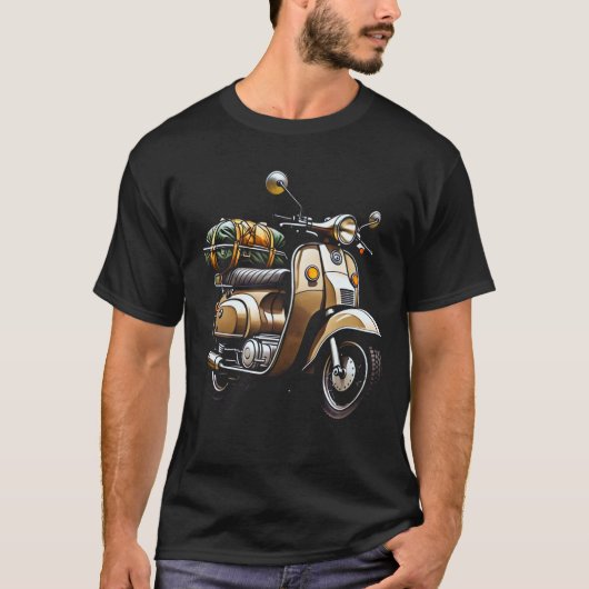 Vintage Scooter Adventure – Retro Rider T-Shirt Tシャツ (正面)