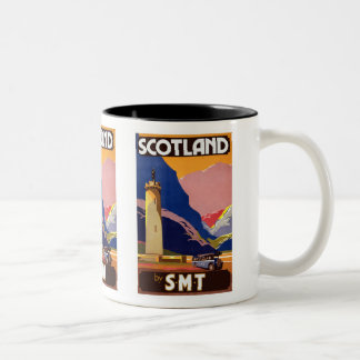 "Vintage Scotland Bus Company旅行ポスター" ツートーンマグカップ